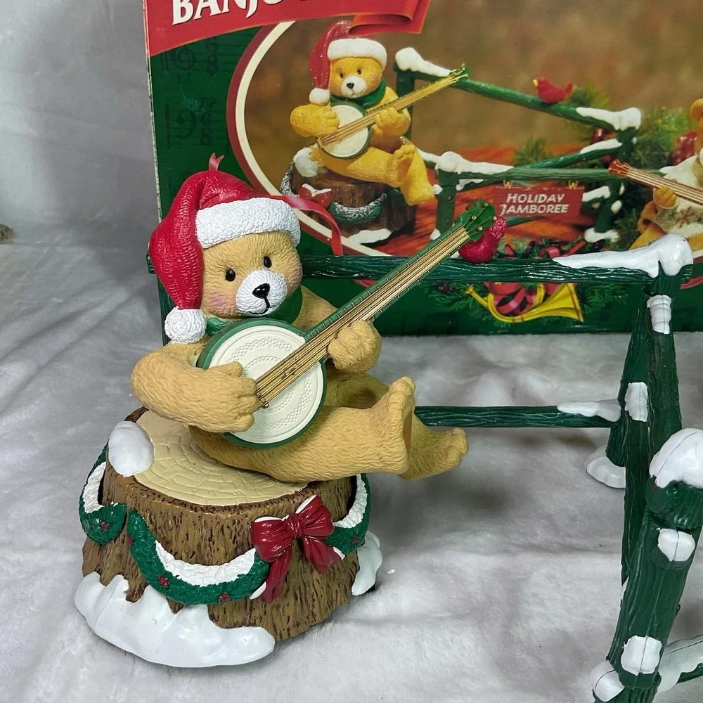 Mr. Christmas Dueling Banjo Bears Animated Musical 20 Songs 1997 Works W/ Box